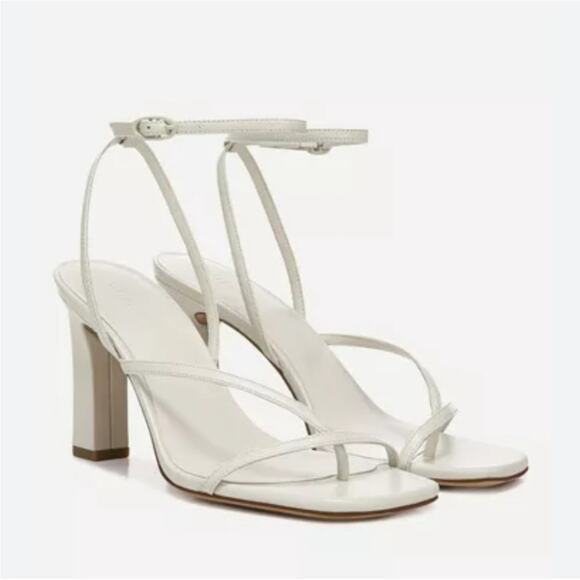 Vince Womens Qiana white Ankle Strap Heels Size 7.5 squared toe - Picture 1 of 12